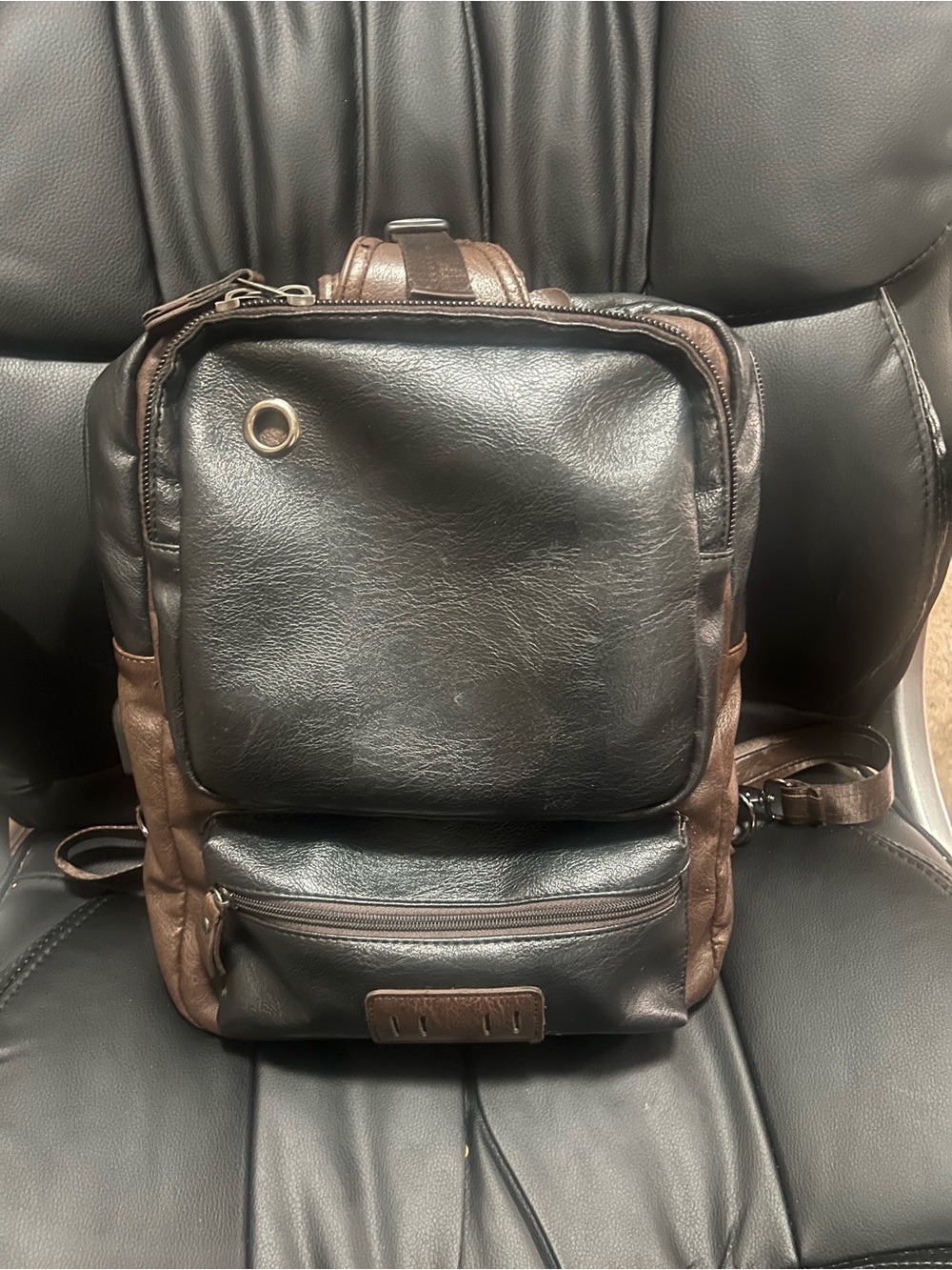 Men's Black and Brown Leather Sling Bag - Casual Crossbody